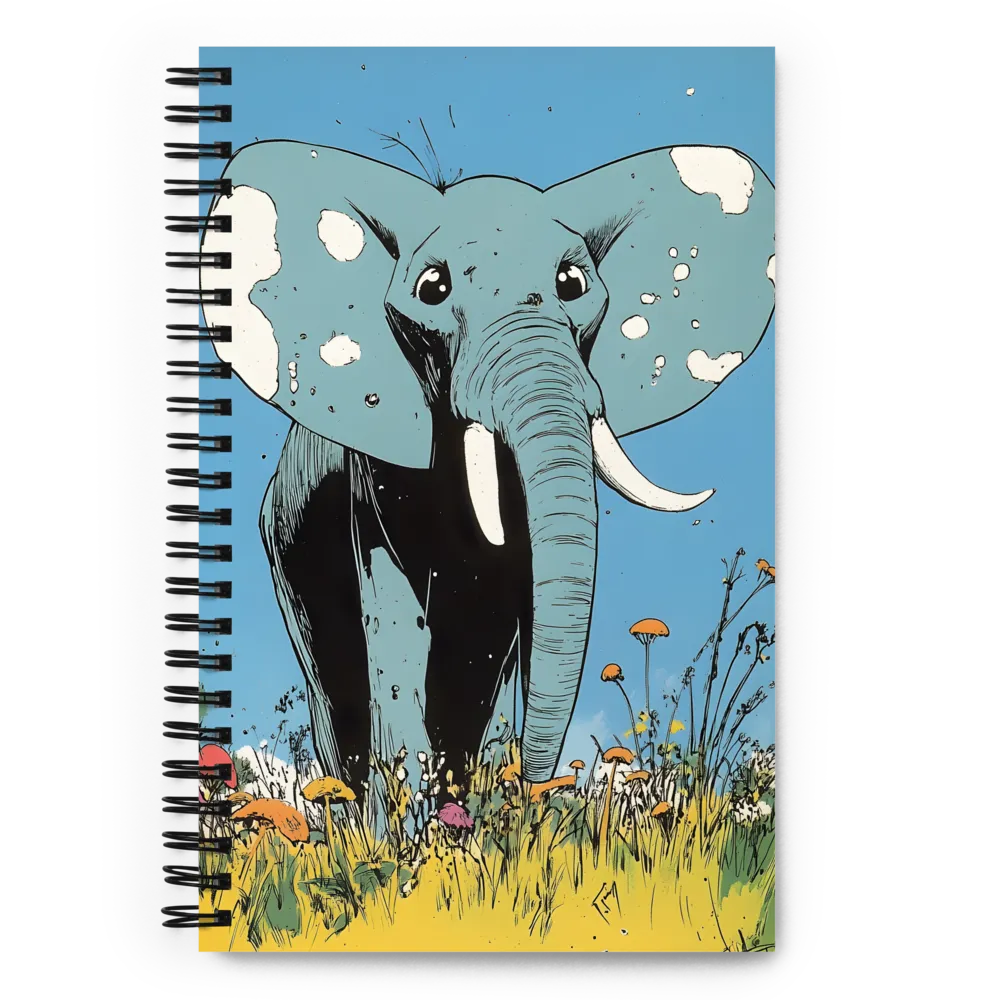 Whimsical Blue Elephant in Bloom | Spiral Notebook