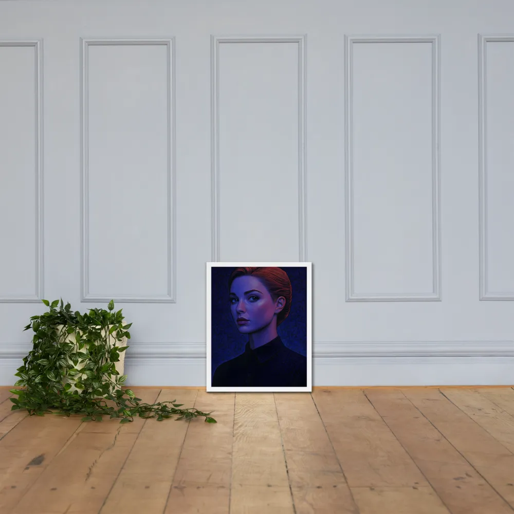 Ethereal Portrait in Blue and Red | Poster with White Frame | 16″×20″