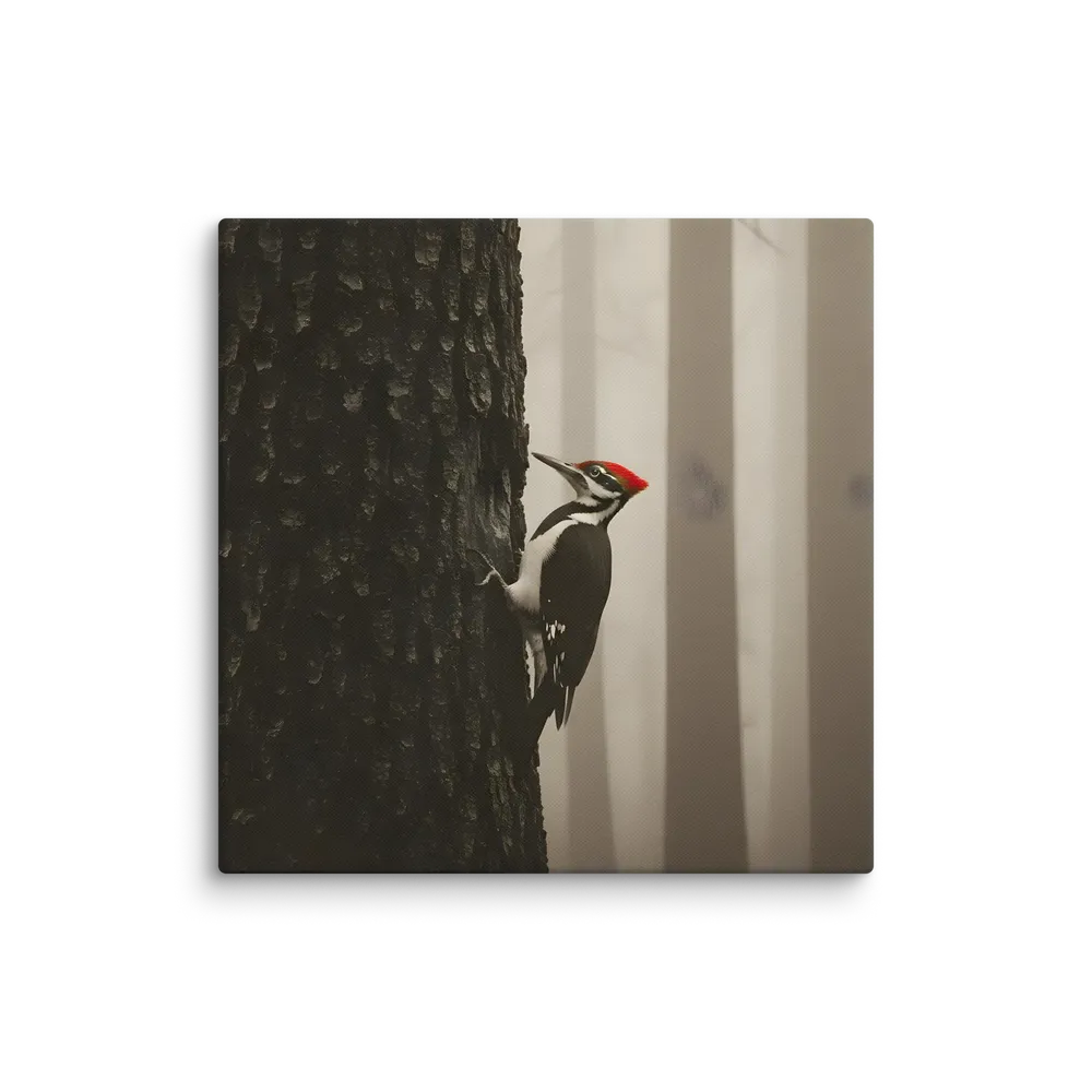 Woodpecker on Tree Trunk 
 Canvas | 18″x 18″