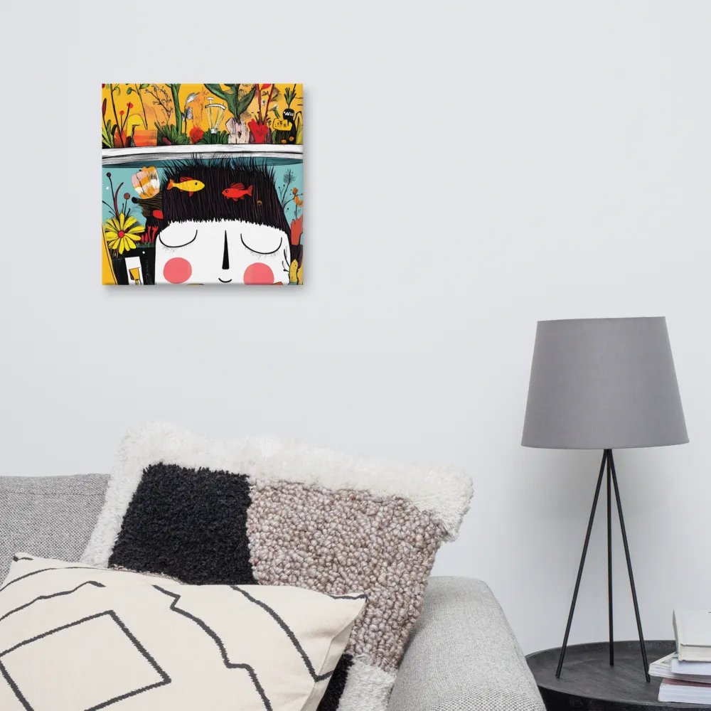 Whimsical Garden Head | Canvas | 16″×16″