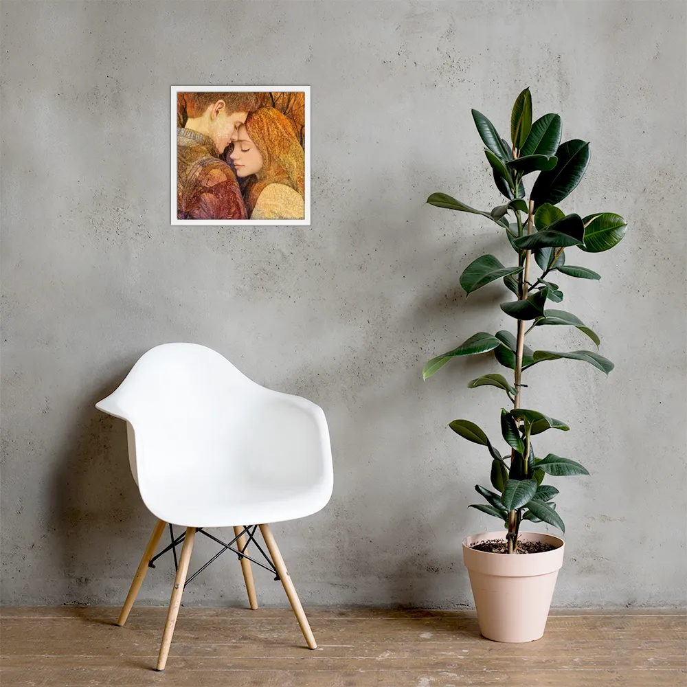 Embrace of Autumn | Poster with White Frame | 16″×16″