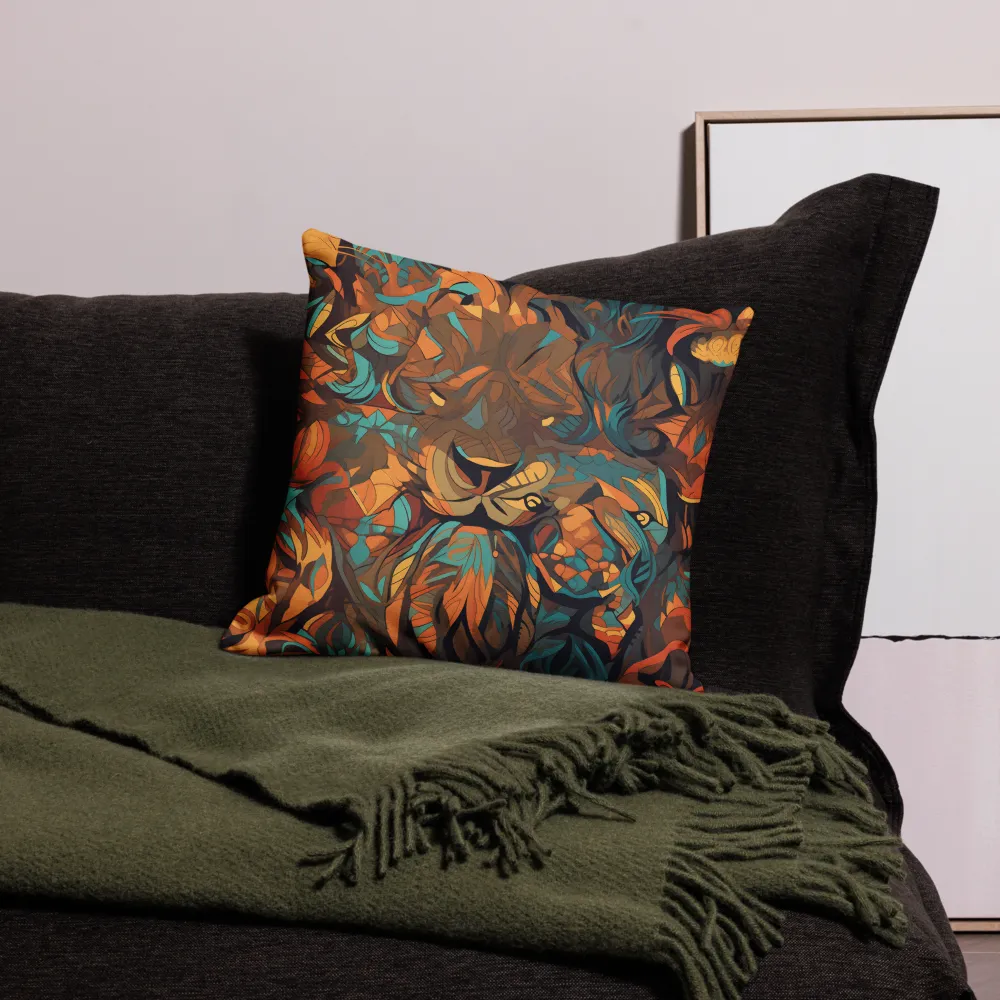 Fierce Royalty: A Geometric Exploration of Lions | Pillow Case | 18″×18″