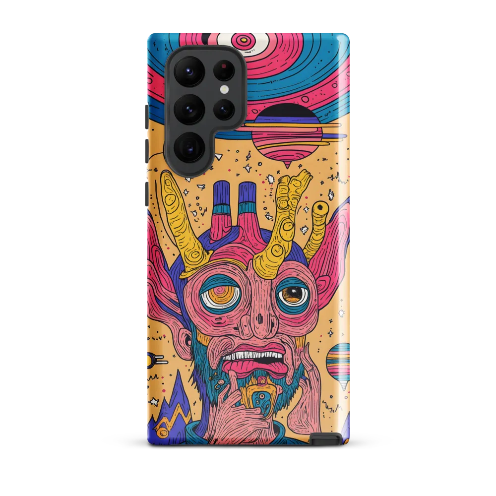 Horned Portrait on a Peach Field