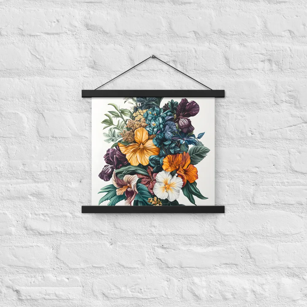 Floral Symphony | Poster With Black Wood Hanger | 14″×14″