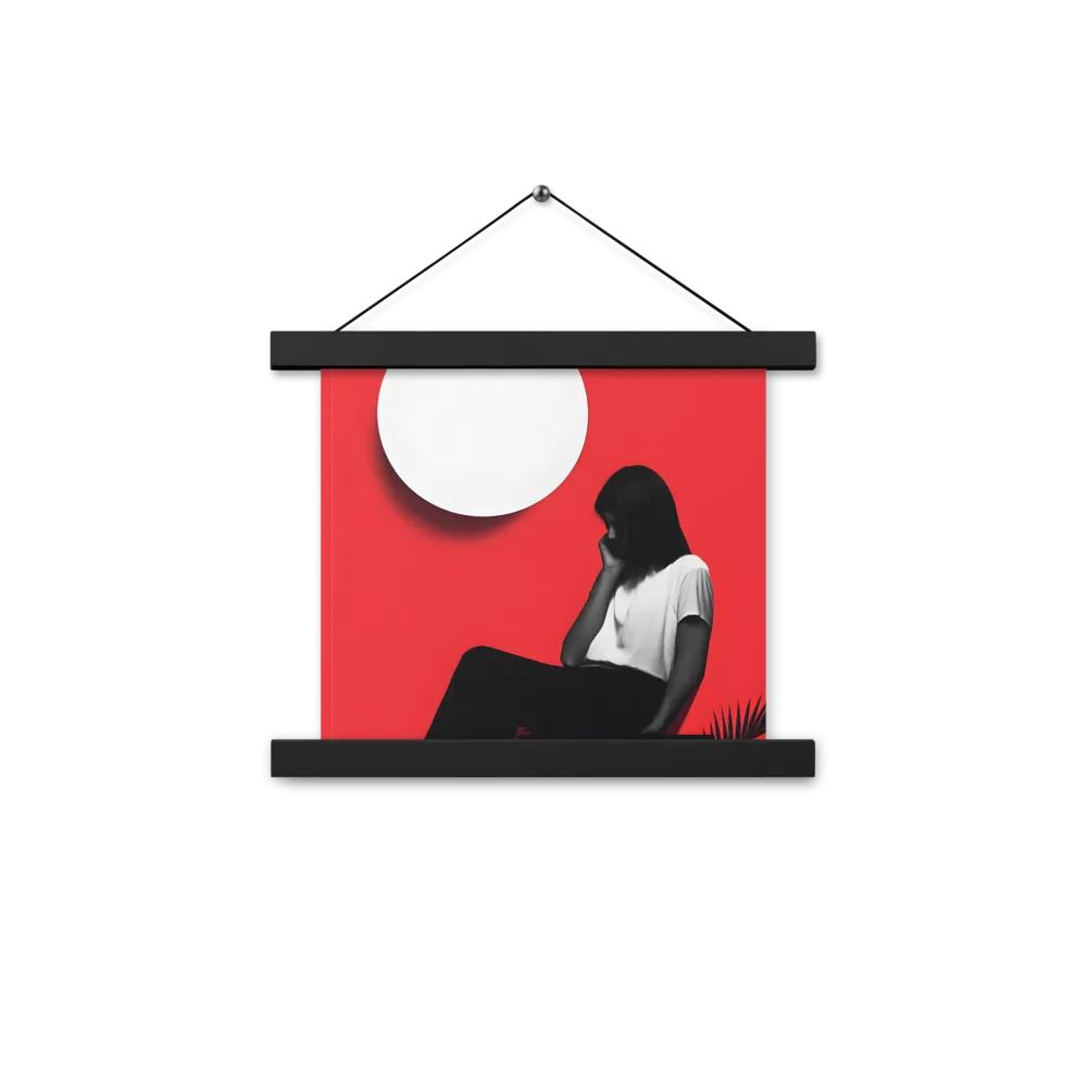 Contemplation in Red | Poster With Black Wood Hanger | 10″×10″