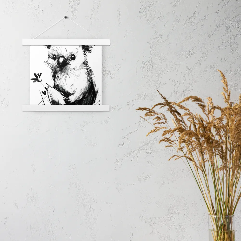 Whimsical Koala in Ink | Poster With White Wood Hanger | 10″×10″
