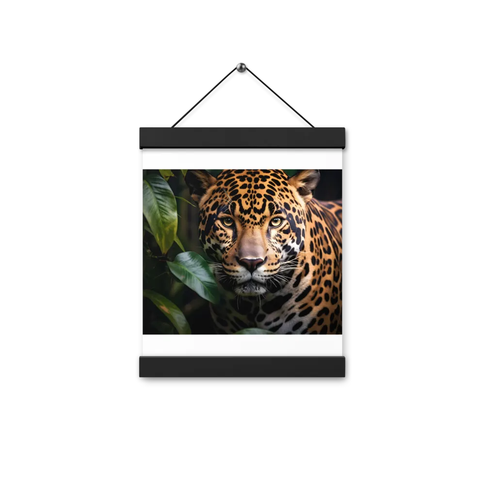 The Intensity of Nature: A Jaguar’s Gaze | Poster With Black Wood Hanger | 8″×10″