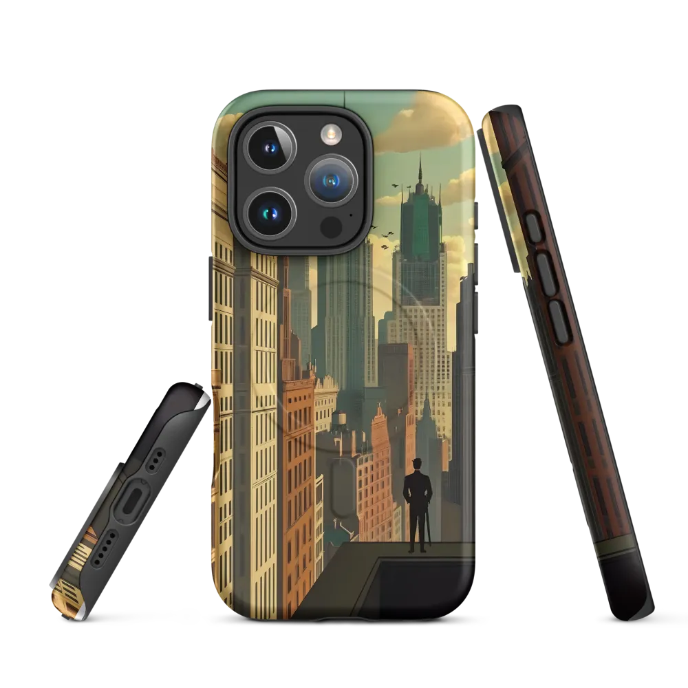 Urban Dreams: A Silhouette in Art Deco Cityscape
