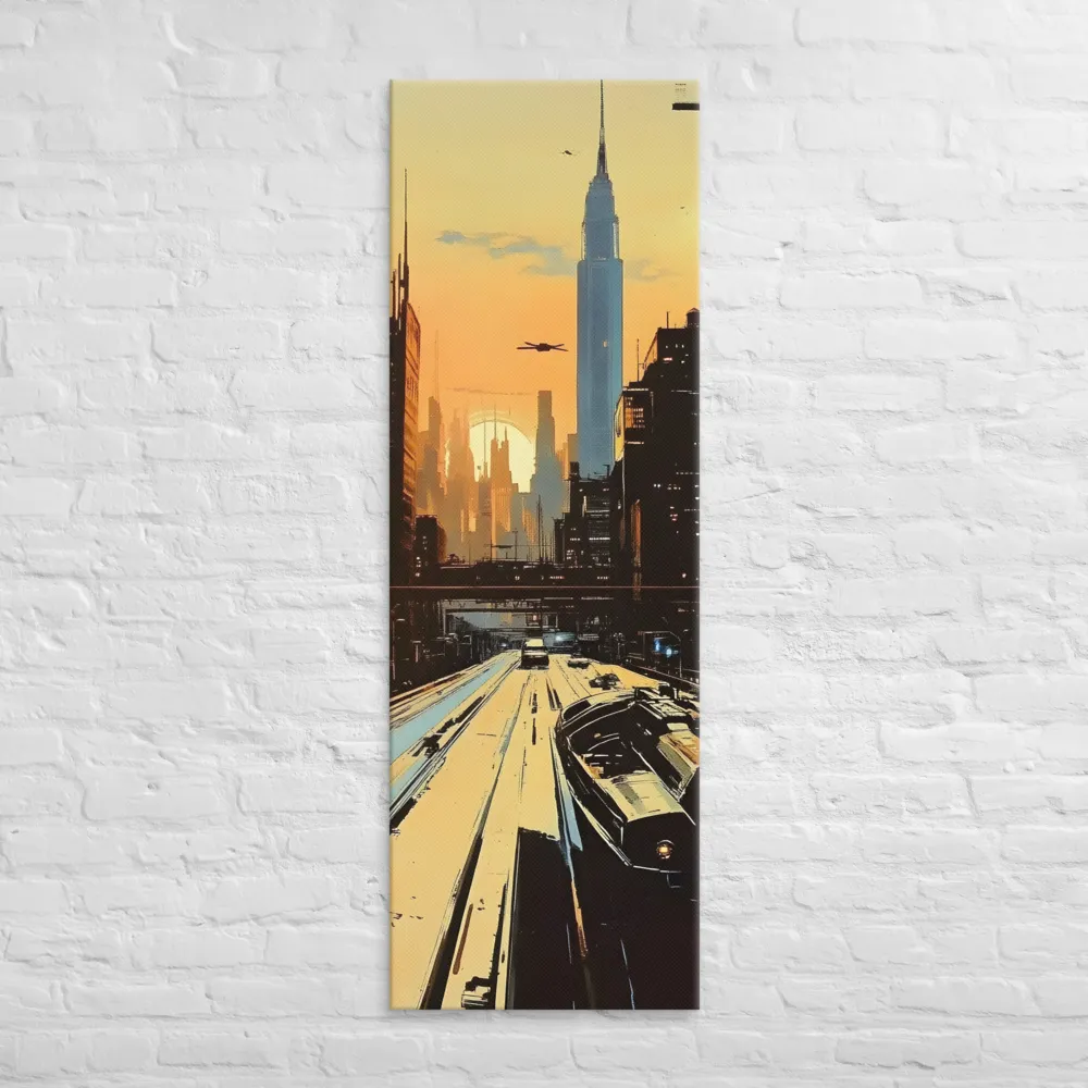 Metro Nexus: A Futuristic Cityscape | Canvas | 20″×60″
