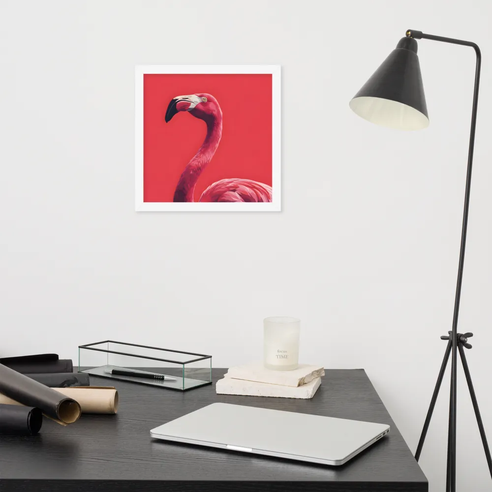 Crimson Flamingo 
 Poster with White Frame | 12″x 12″