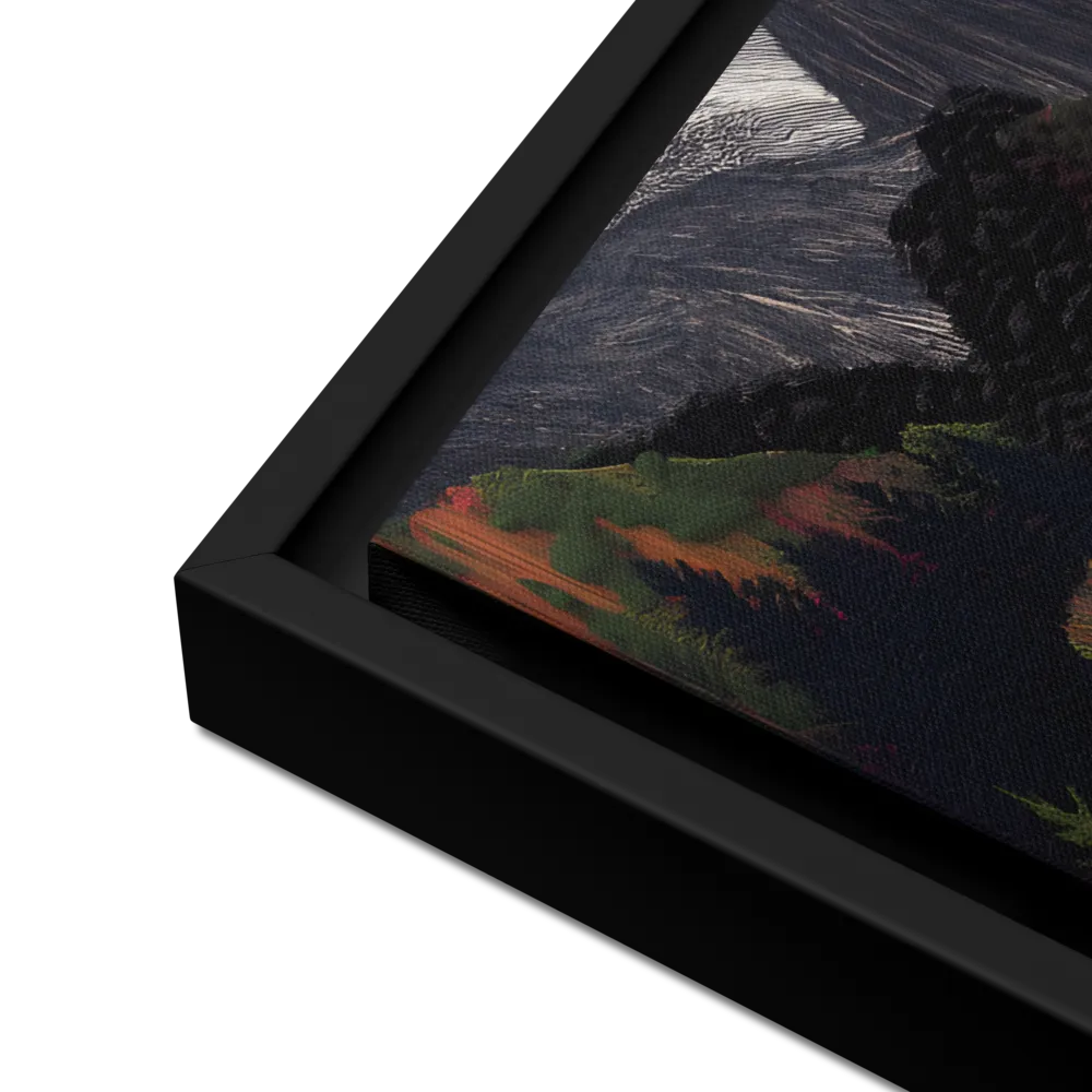 Ethereal Cascade: A Surreal Landscape | Canvas with Black Frame | 16″×20″