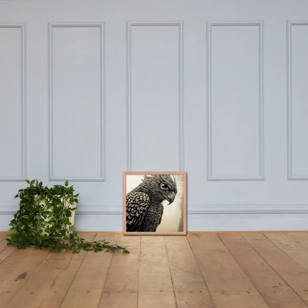 Majestic Owl in Detail | Poster with Red oak Frame | 16″×16″