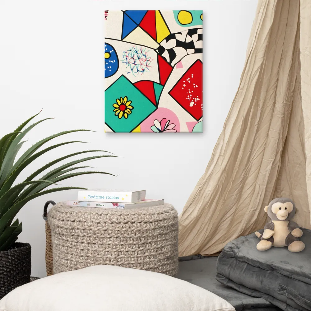 Joyful Geometry: A Playful Dance of Shapes and Colors | Canvas | 16″×20″