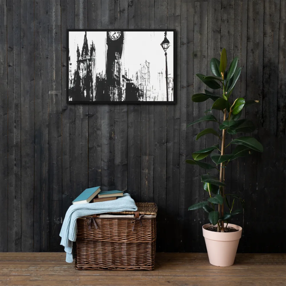 Clock Tower in Motion | Canvas with Black Frame | 20″×30″