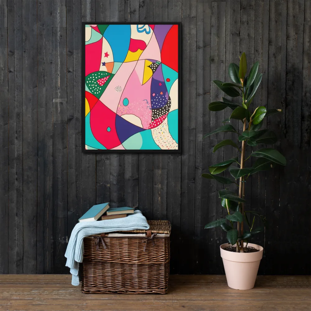 Playful Geometry in Color | Canvas with Black Frame | 24″×32″