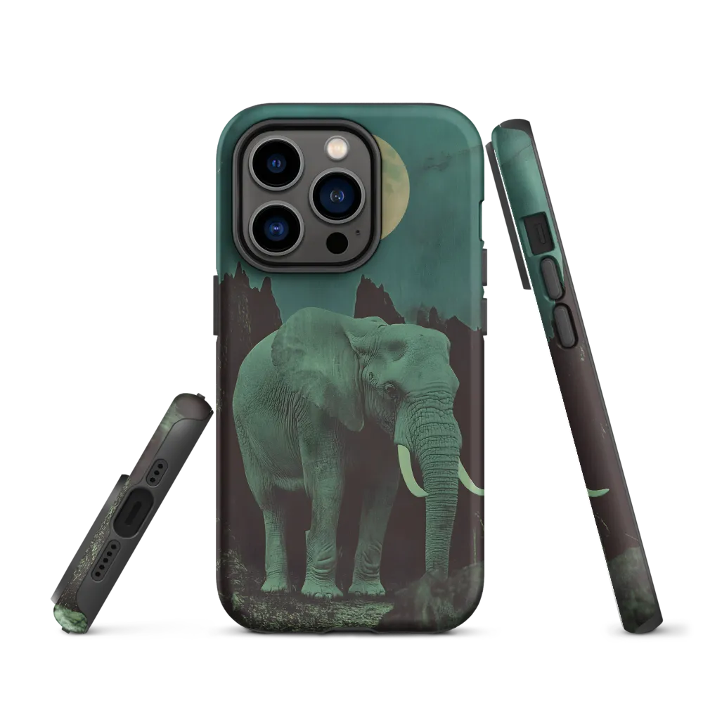 Ethereal Presence: Elephant Under a Full Moon | Phone Case |  14 Pro | Tough Case | Matte