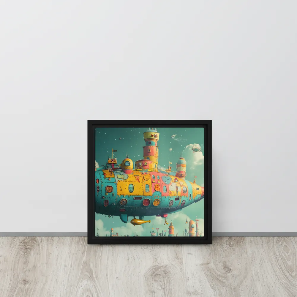 Submerged Dreams: A Whimsical Voyage | Canvas with Black Frame | 12″×12″