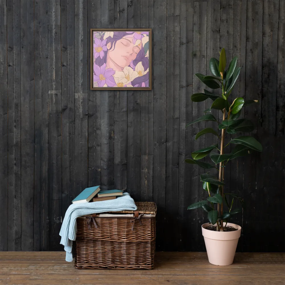 Harmony in Bloom | Canvas with Brown Frame | 16″×16″