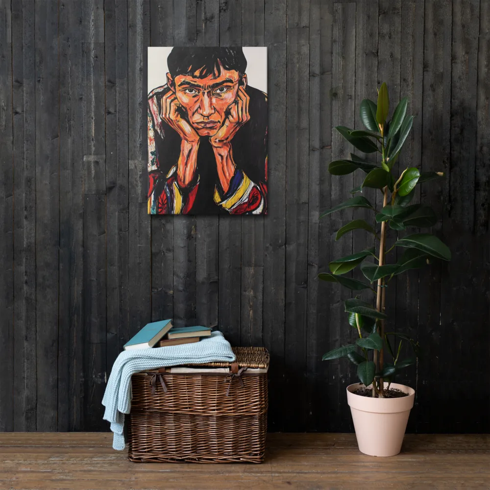 Contemplative Intensity: An Expressionist Portrait | Thin Canvas | 20″×28″