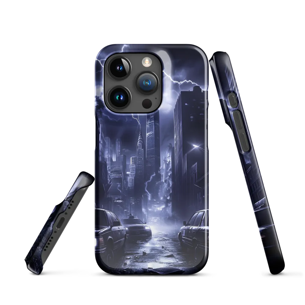Stormy Cityscape: Shadows of the Night | Phone Case |  15 Pro | Snap Case | Glossy