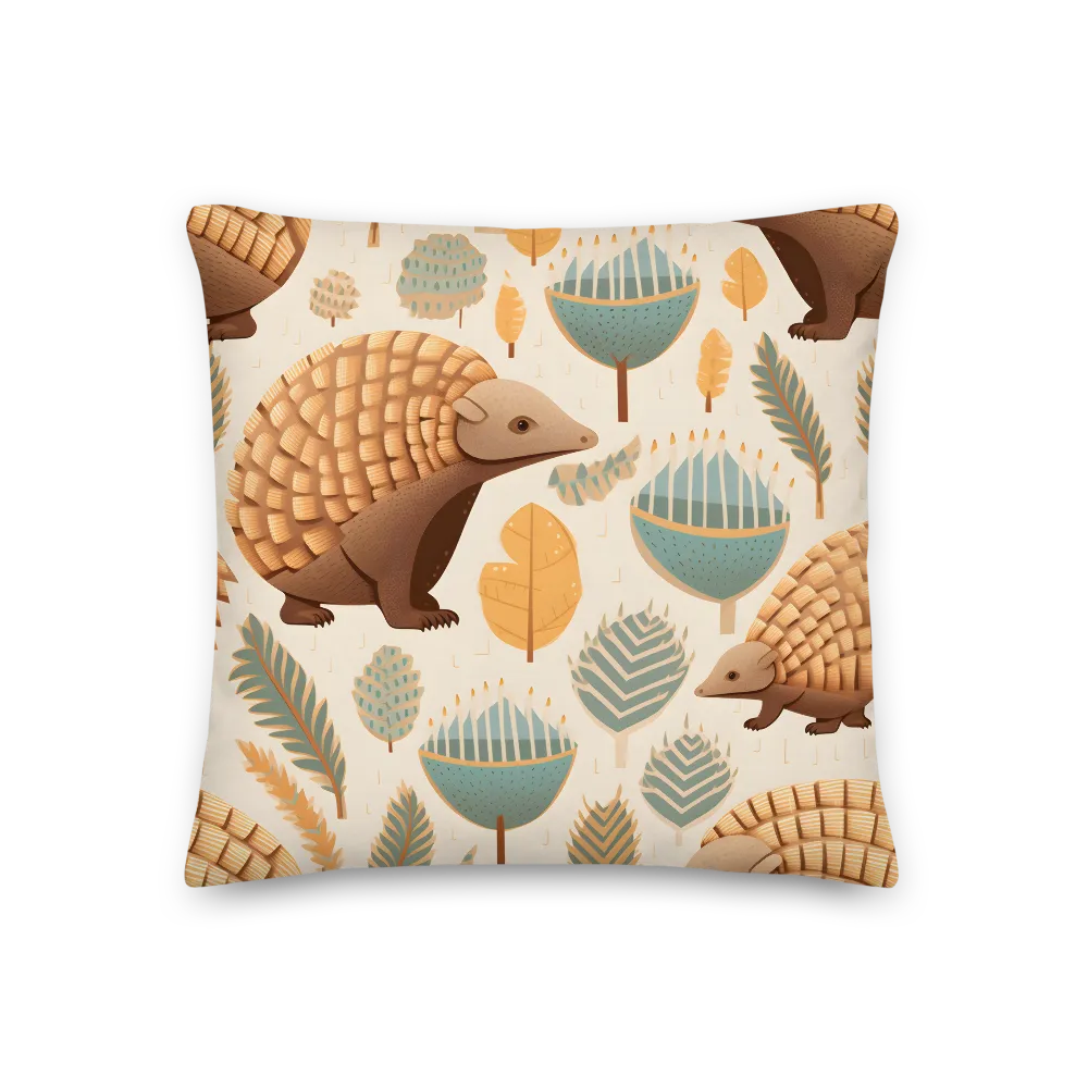 Pangolins in a Whimsical Habitat | Pillow | 18″×18″