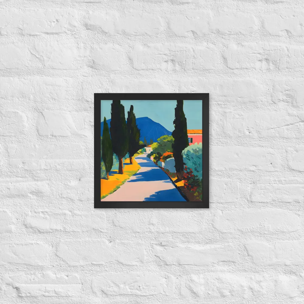 Sunlit Cypress Lane 
 Poster with Black Frame | 12″x 12″
