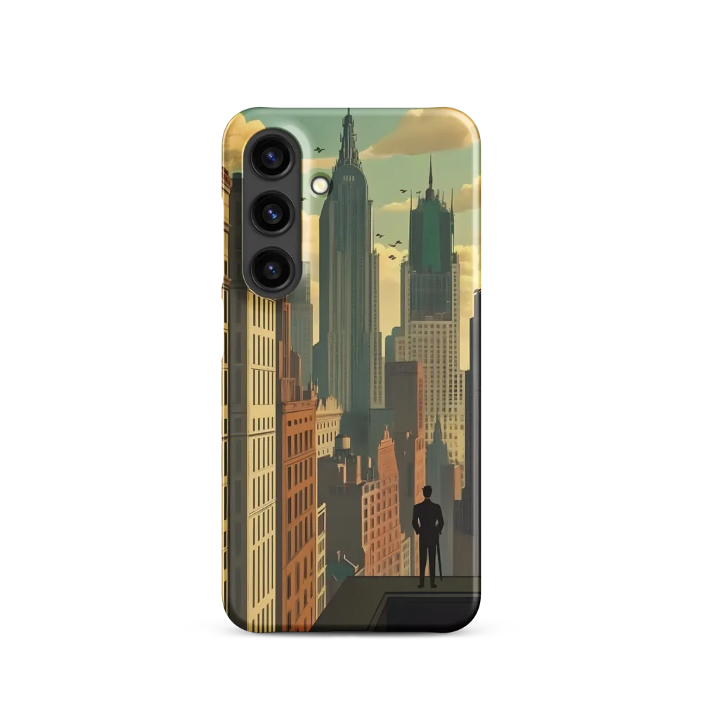 Urban Dreams: A Silhouette in Art Deco Cityscape