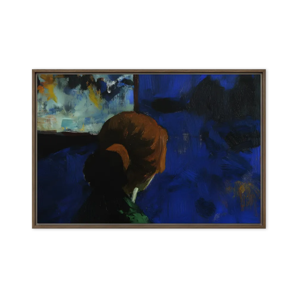 Contemplation Under the Night Sky | Canvas with Brown Frame | 20″×30″