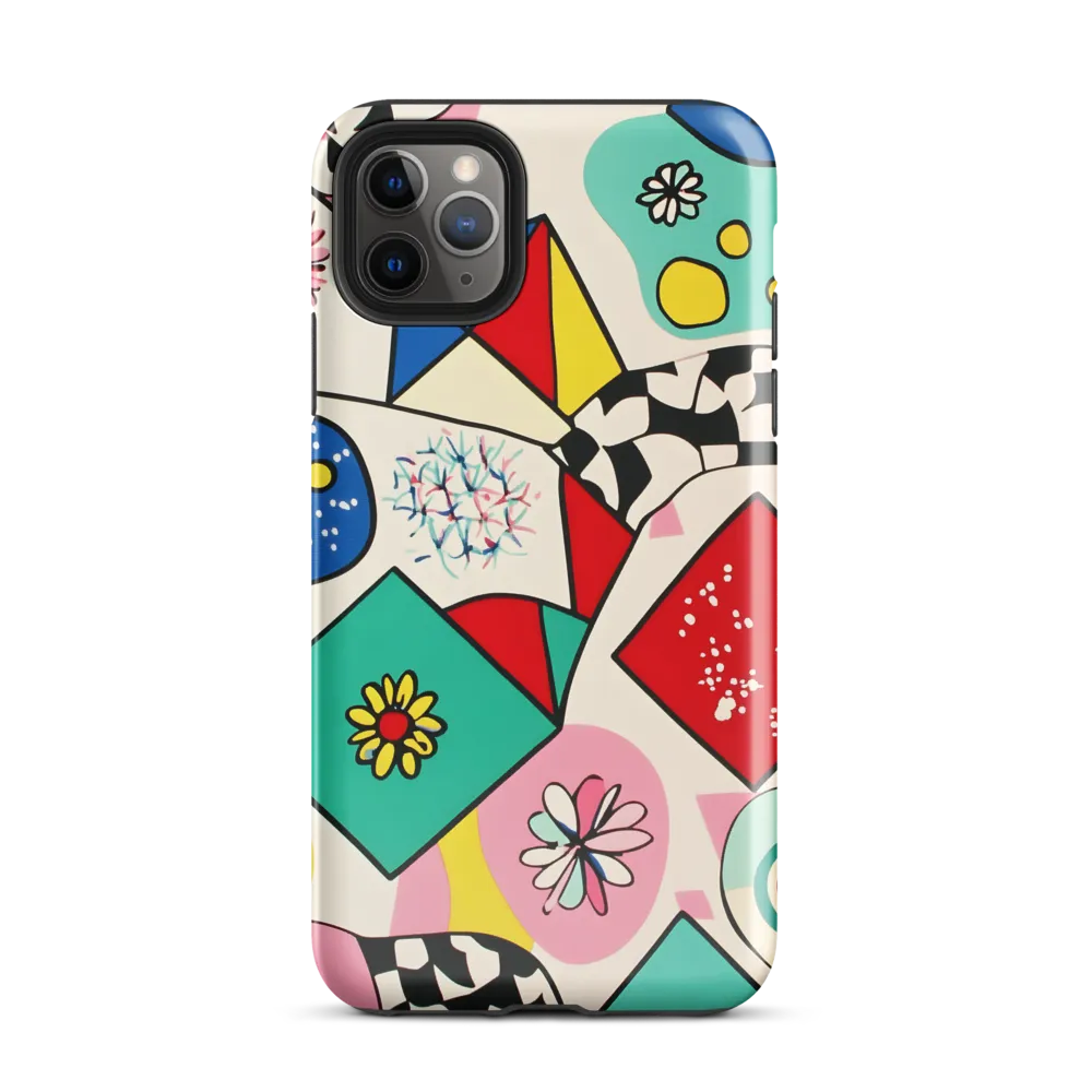 Joyful Geometry: A Playful Dance of Shapes and Colors | Phone Case |  11 Pro Max | Tough Case | Glossy