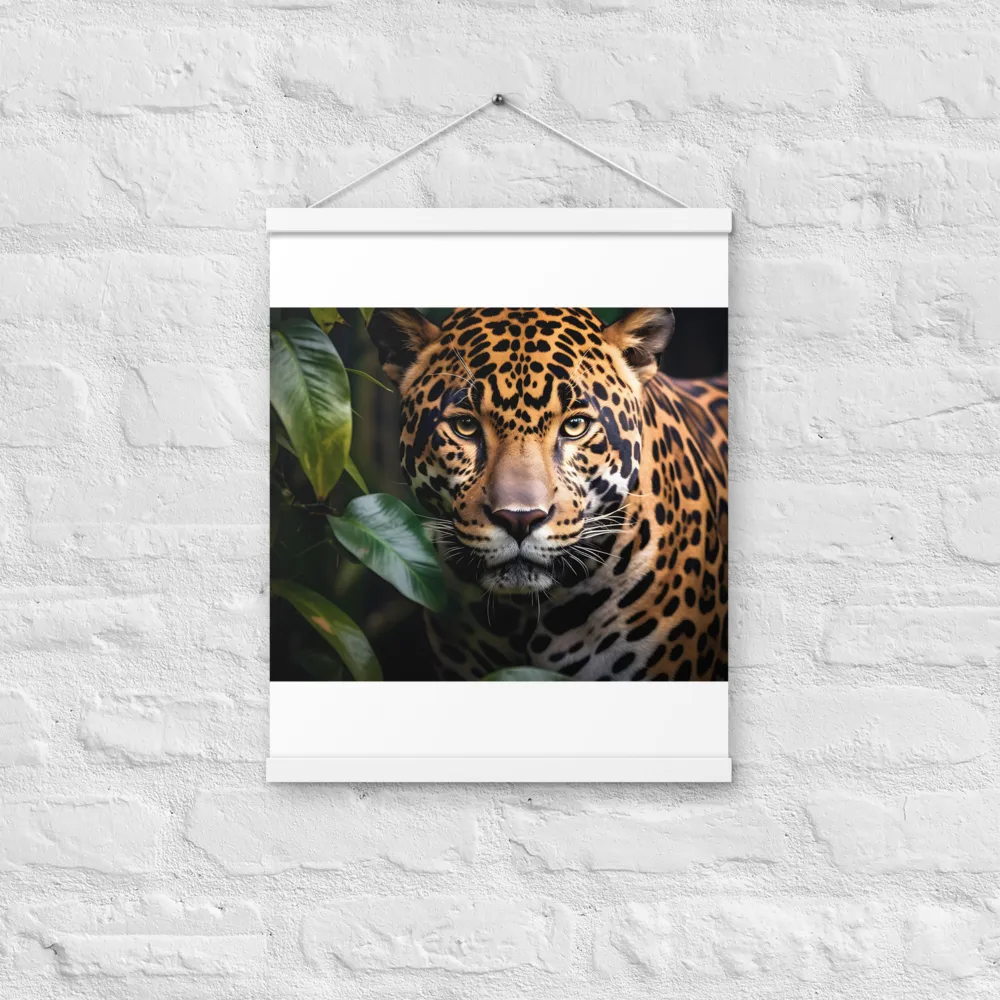 The Intensity of Nature: A Jaguar’s Gaze | Poster With White Wood Hanger | 16″×20″