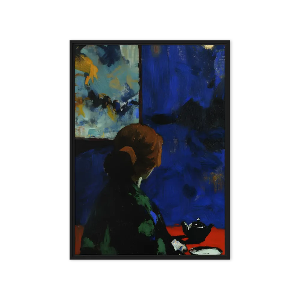 Contemplation Under the Night Sky | Canvas with Black Frame | 20″×28″