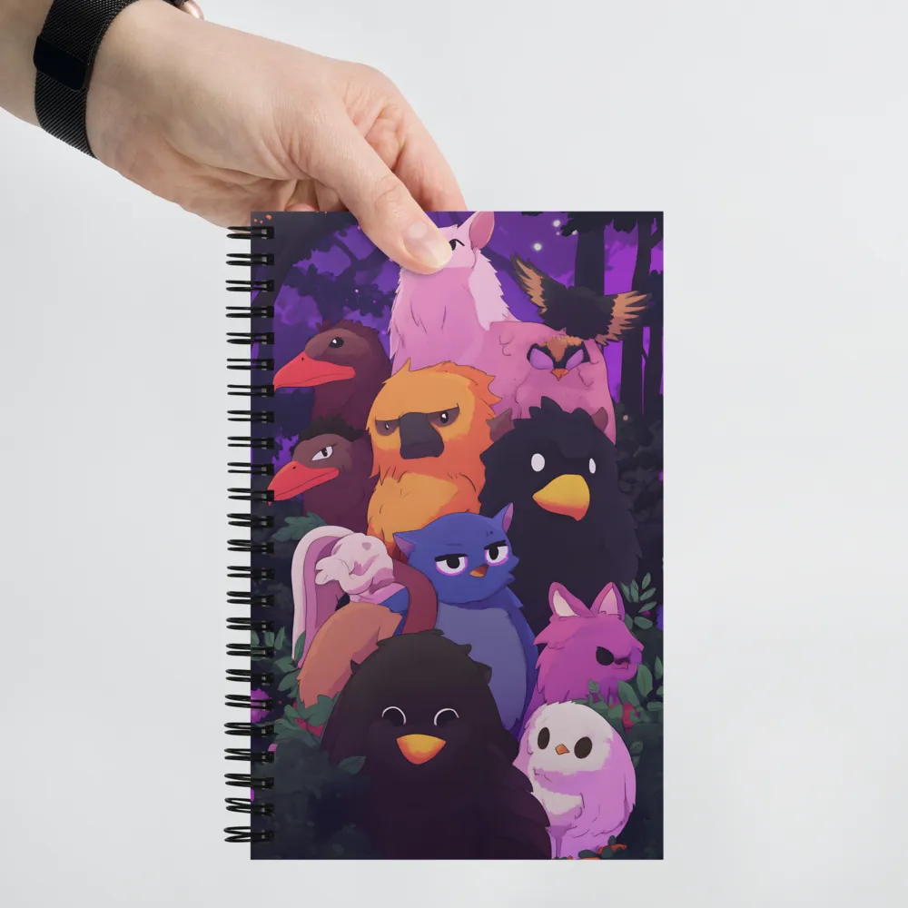 Whimsical Avian Gathering | Spiral Notebook