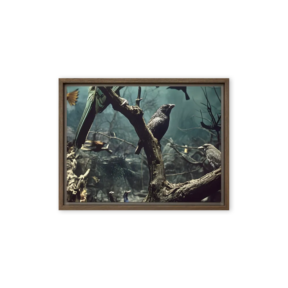 Whispers of the Avian Realm | Canvas with Brown Frame | 12″×16″