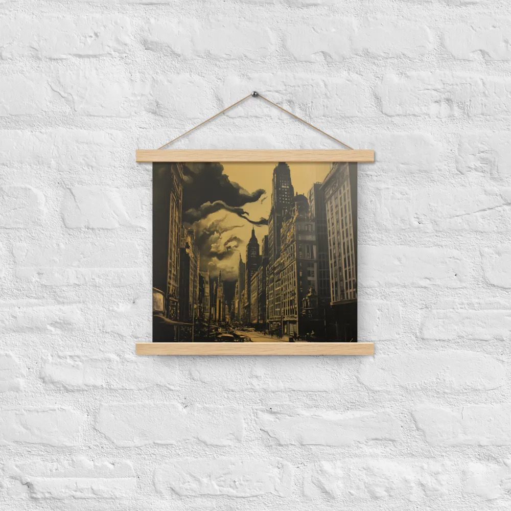 Echoes of a Forgotten Skyline | Poster With Oak Wood Hanger | 14″×14″