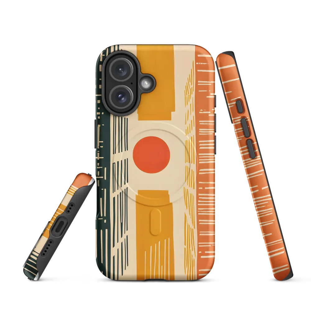 Urban Harmony: A Geometric Sunrise | Phone Case |  16 | MagSafe® Tough Case | Matte