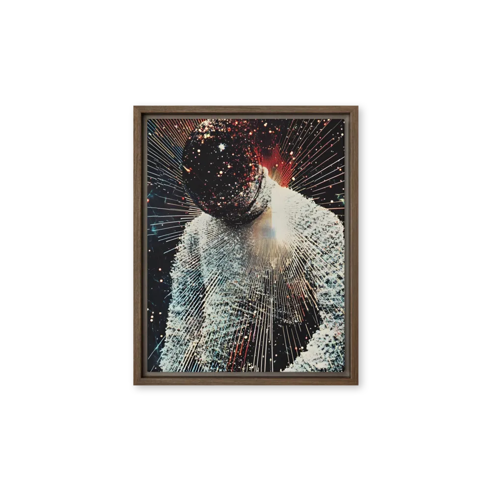 Ethereal Astronaut: A Journey Through the Cosmos | Canvas with Brown Frame | 11″×14″