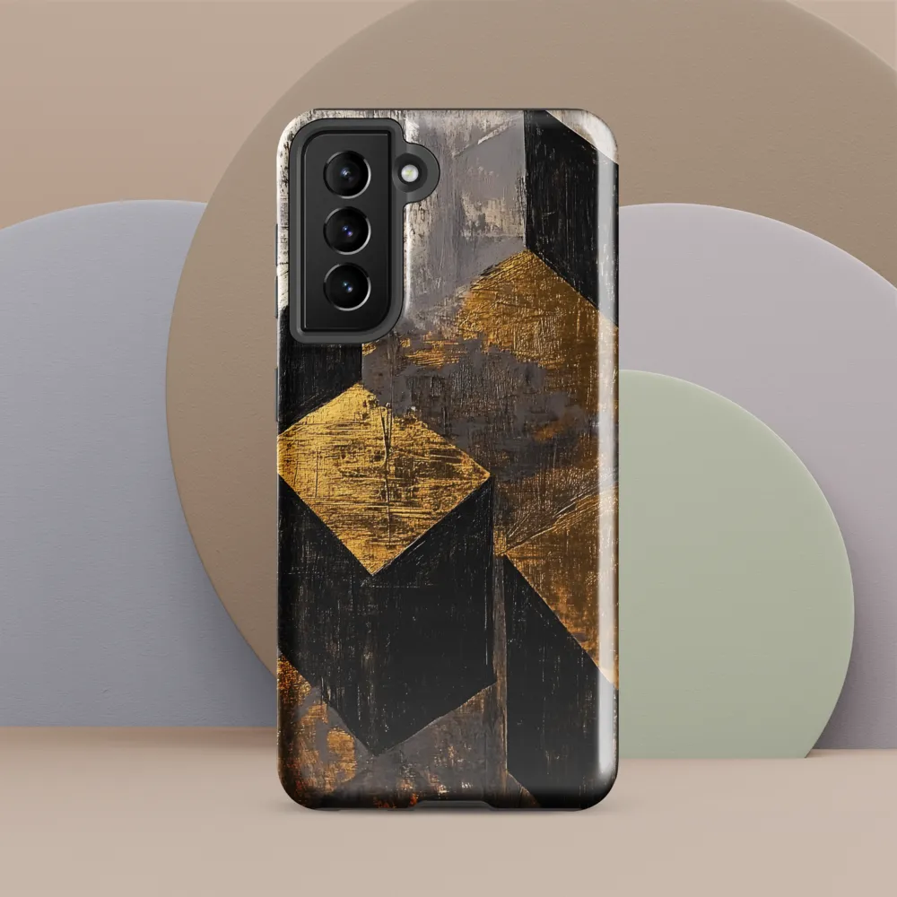 Geometric Harmony in Gold and Black | Phone Case |  S21 | Tough Case | Glossy