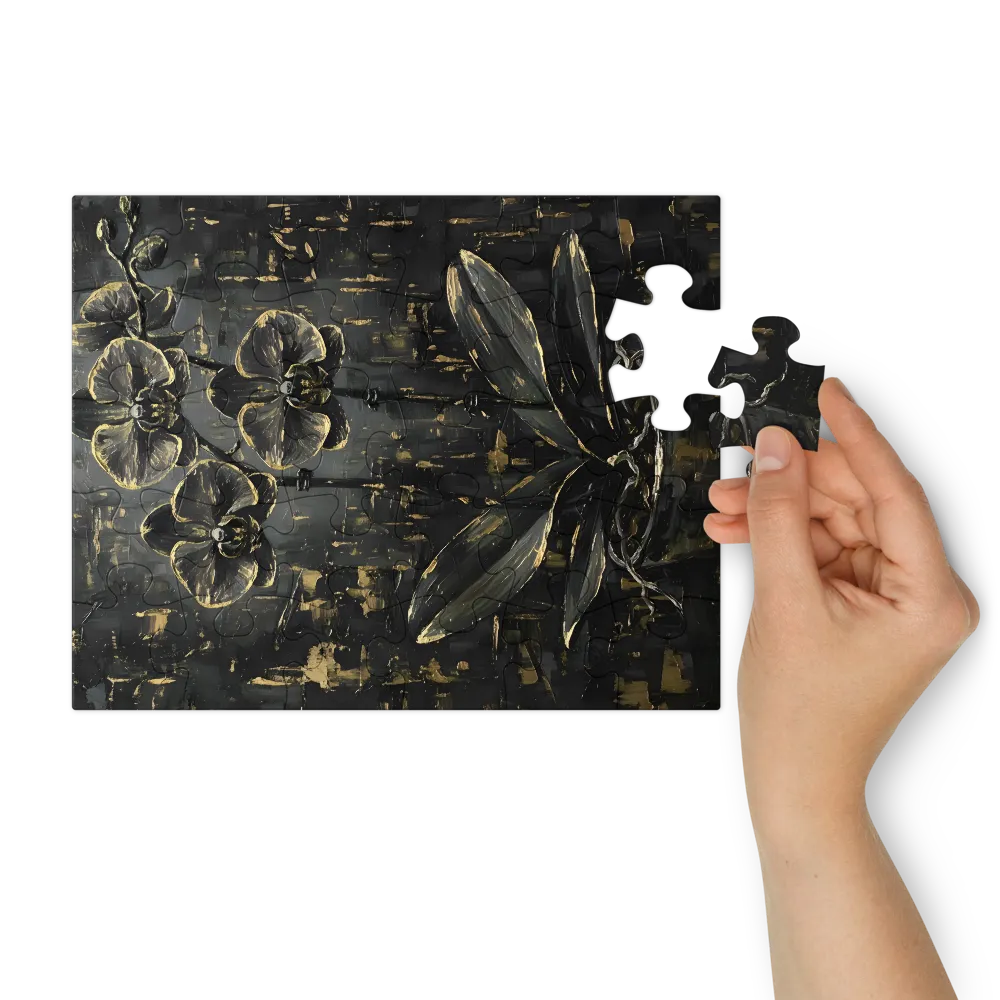 Gilded Orchid 
 Jigsaw Puzzle in Tin Box