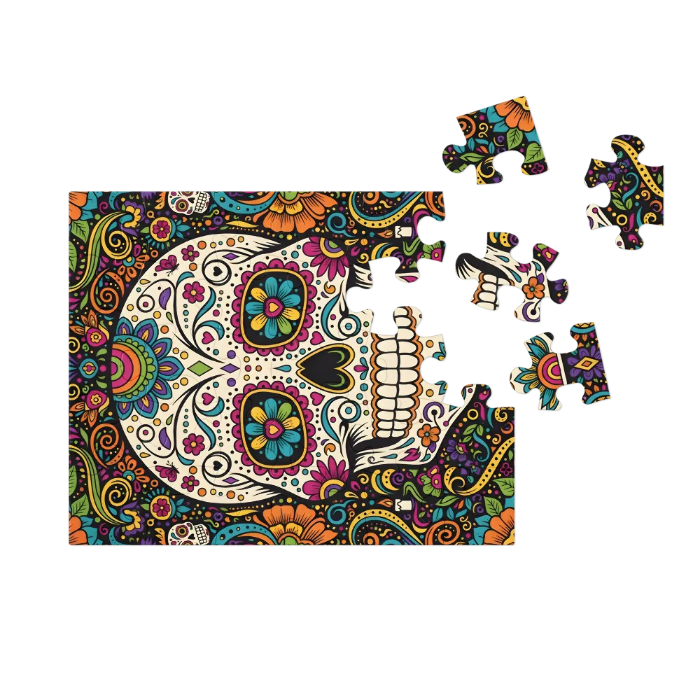 Floral Sugar Skull 
 Jigsaw Puzzle in Tin Box