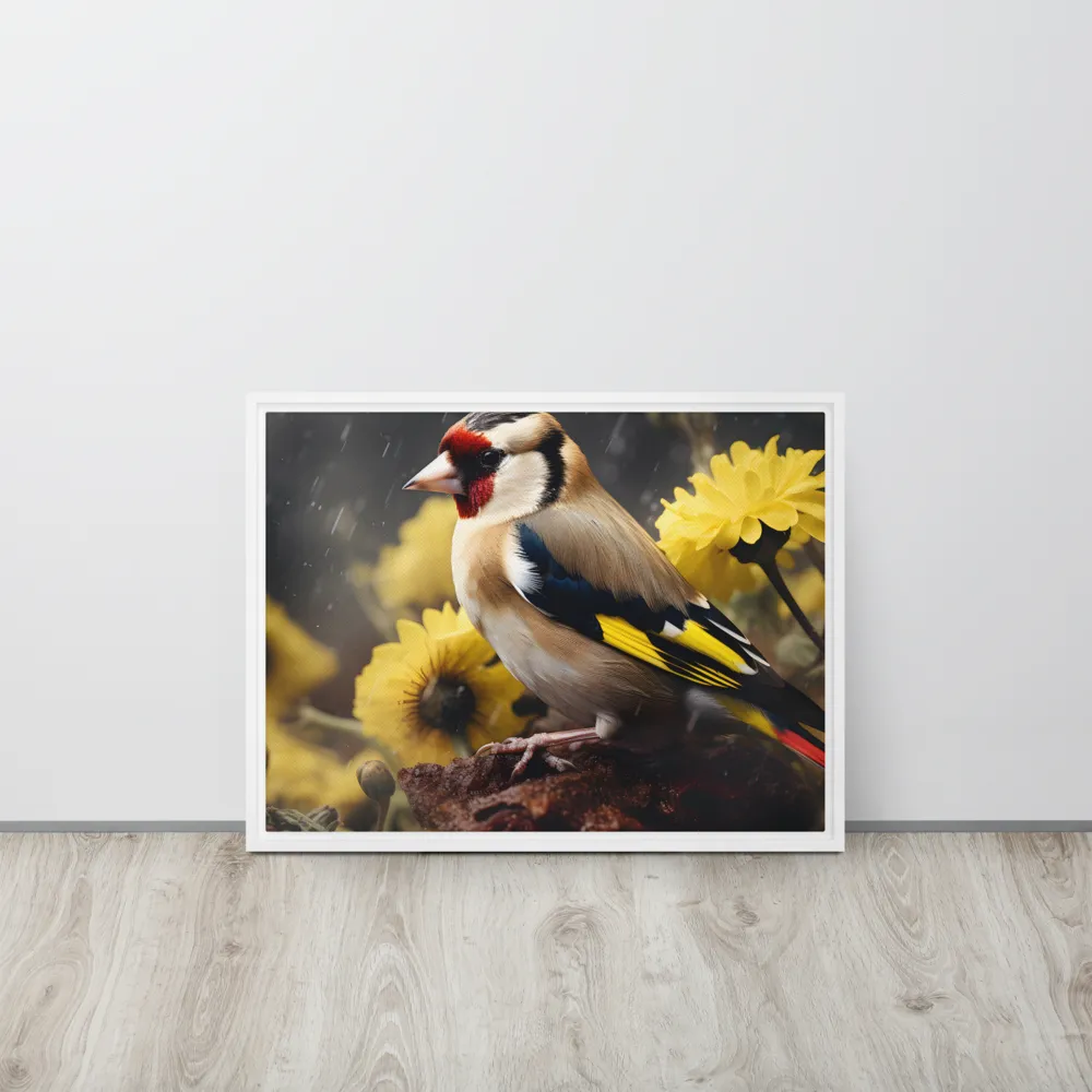 Harmony in Nature: A Goldfinch Amidst Blooms