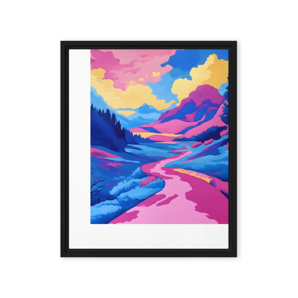 Dreamscape: The Serene River | Canvas with Black Frame | 16″×20″