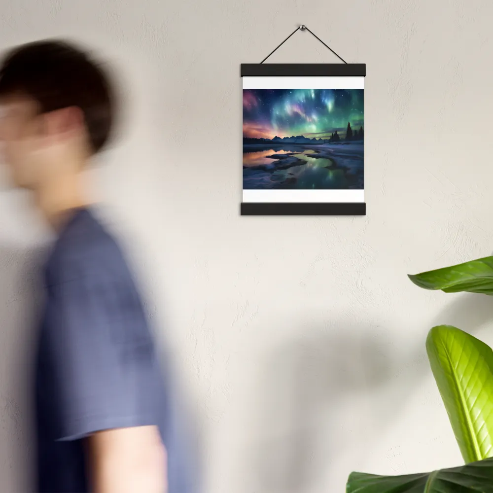 Ethereal Aurora: A Night Under the Stars | Poster With Black Wood Hanger | 8″×10″
