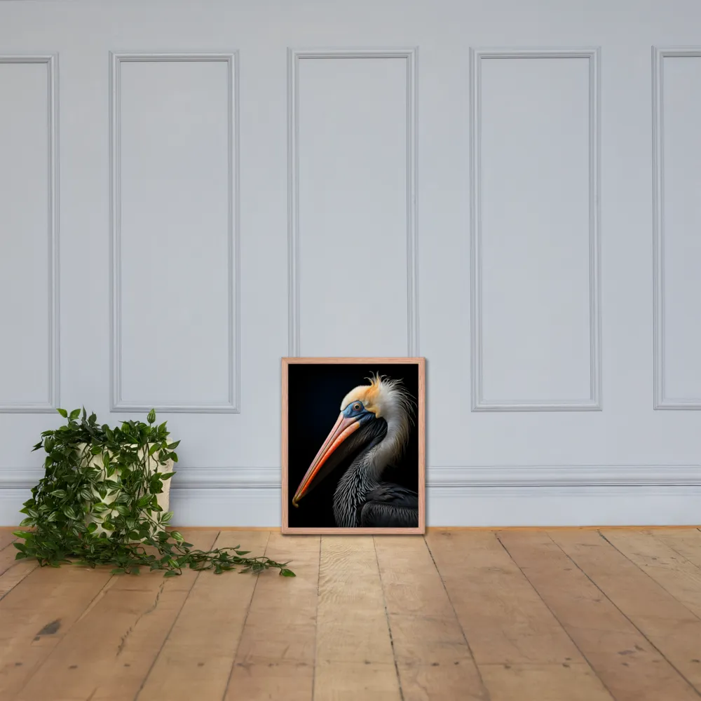 Majestic Portrait of a Pelican | Poster with Red oak Frame | 16″×20″