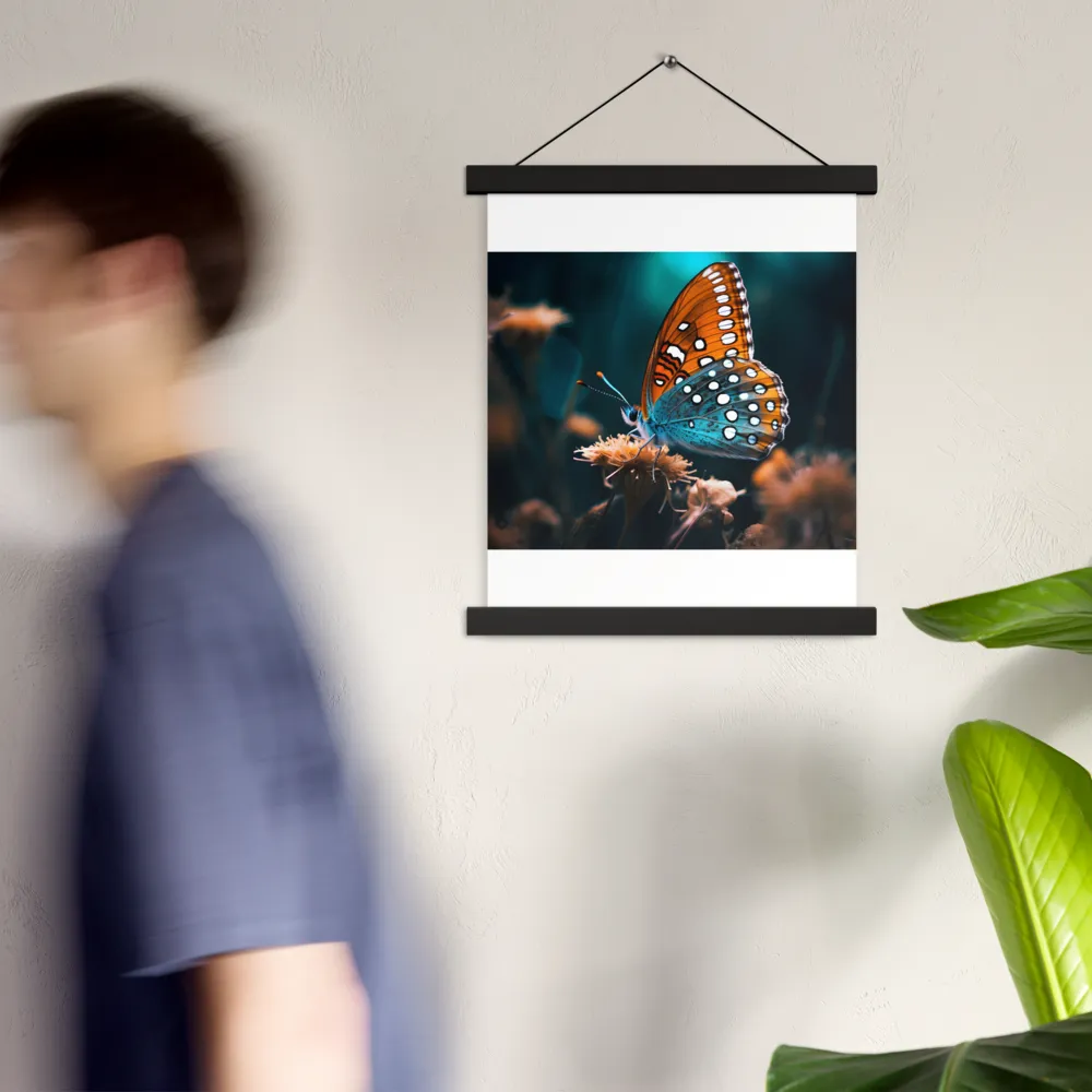 Whispers of Color: The Butterfly's Embrace | Poster With Black Wood Hanger | 11″×14″