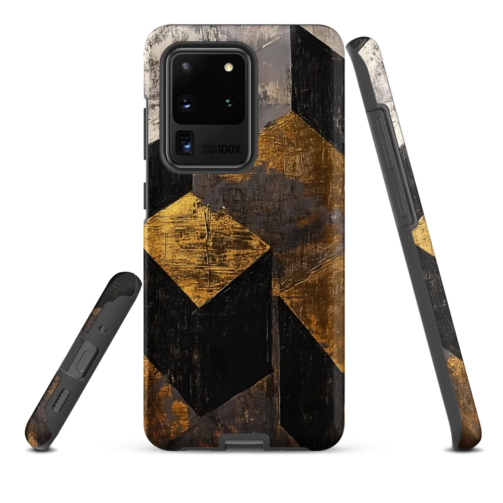 Geometric Harmony in Gold and Black | Phone Case |  S20 Ultra | Tough Case | Matte