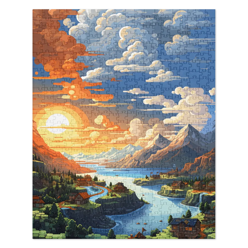 Tranquil Sunset Over Serene Landscape | Jigsaw Puzzle | 520 pieces