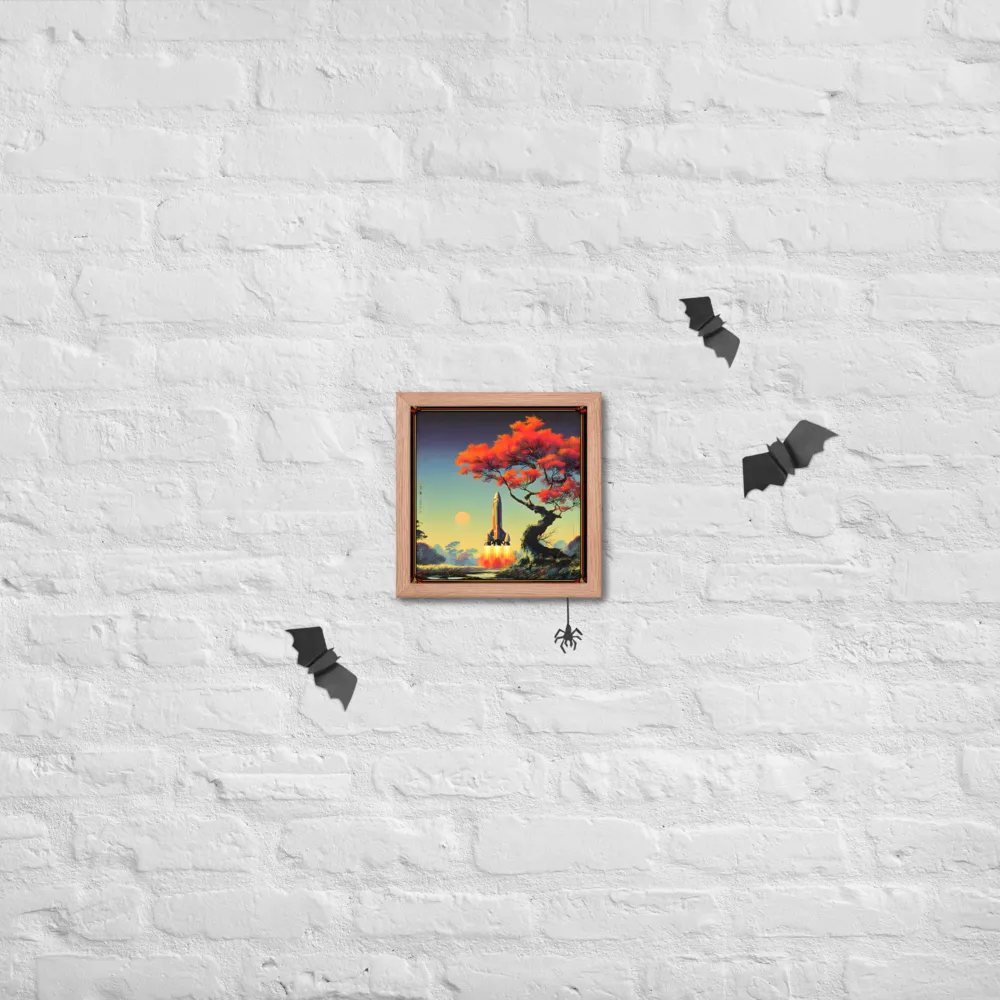 Autumn Launch 
 Poster with Red oak Frame | 10″x 10″