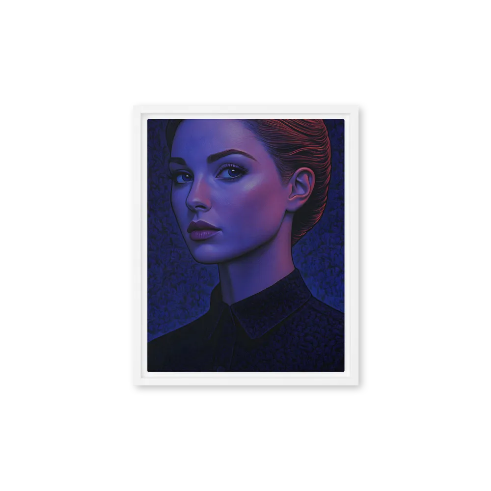 Ethereal Portrait in Blue and Red | Canvas with White Frame | 11″×14″