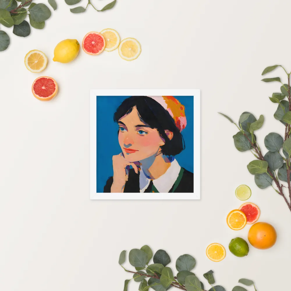 Blue Portrait 
 Poster with White Frame | 12″x 12″