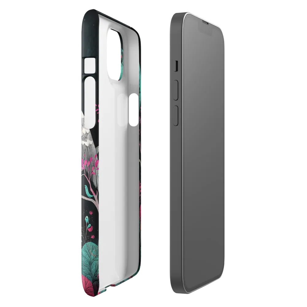 Ethereal Presence: Heron in a Floral Dreamscape | Phone Case |  14 Plus | Snap Case | Glossy